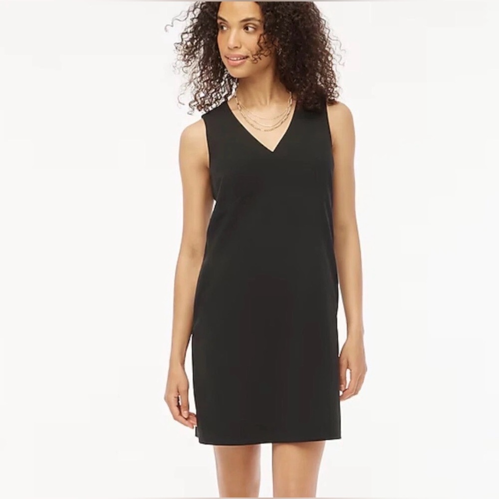 NWT J.Crew Factory Black Sleeveless V neck shift dress - Size 8